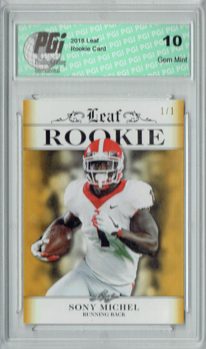 Sony Michel 2018 Leaf Exclusive #RA-16 Gold Blank Back 1/1 Rookie Card PGI 10