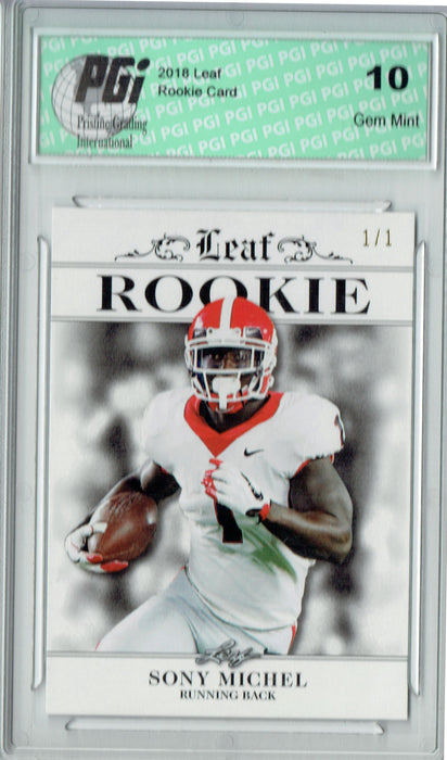 Sony Michel 2018 Leaf Exclusive #RA-16 White Blank Back 1/1 Rookie Card PGI 10