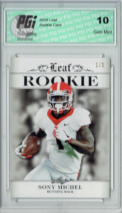 Sony Michel 2018 Leaf Exclusive #RA-16 Silver Blank Back 1/1 Rookie Card PGI 10