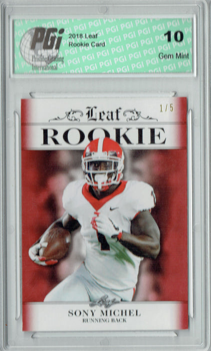 Sony Michel 2018 Leaf Exclusive #RA-16 Ruby SP, The #1 of 5 Rookie Card PGI 10