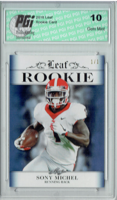 Sony Michel 2018 Leaf Exclusive #RA-16 Sapphire Blank Bak 1/1 Rookie Card PGI 10