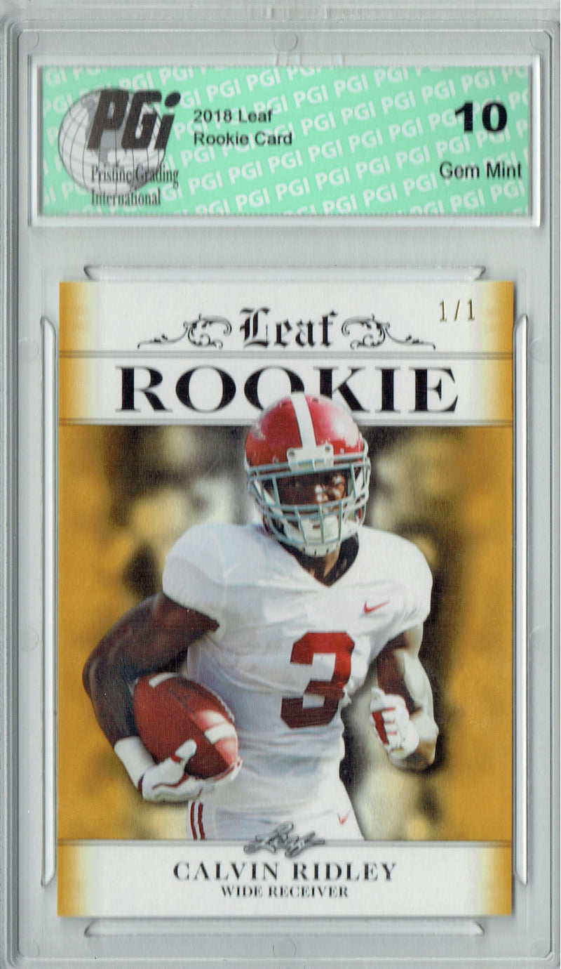 Calvin Ridley Rookie Card Atlanta PGI 10 Gem Mint Football Trading Card 2018 Leaf Exclusive #RA-05 Gold True 1 of 1