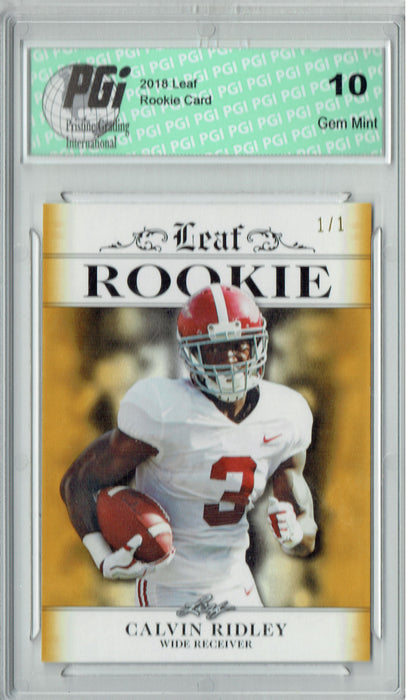 Calvin Ridley 2018 Leaf Exclusive #RA-05 Gold True 1 of 1 Rookie Card PGI 10
