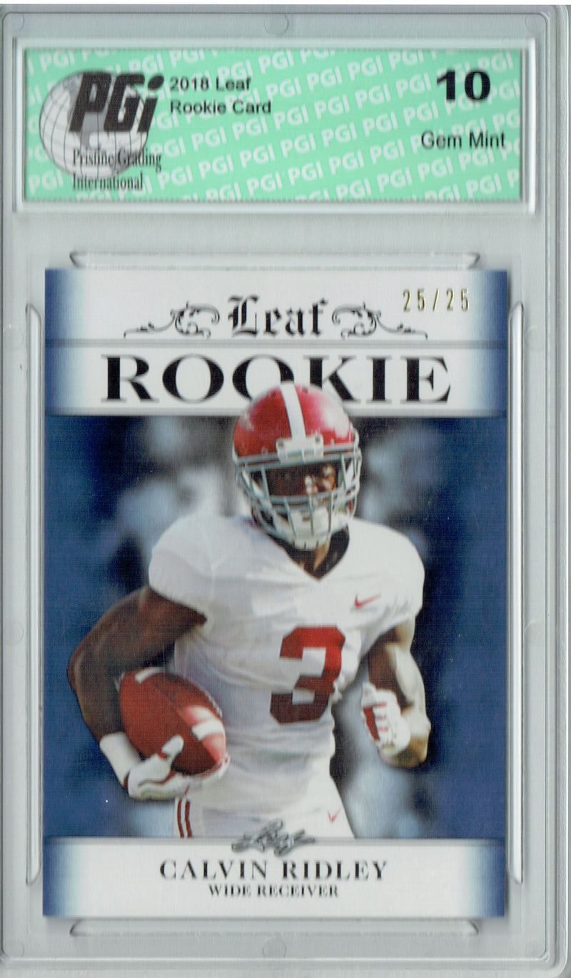 Calvin Ridley Rookie Card Atlanta PGI 10 Gem Mint Football Trading Card 2018 Leaf Exclusive #RA-05 Sapphire, 25 Made