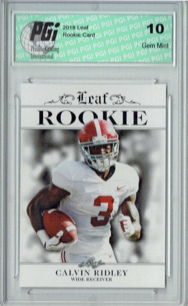 Calvin Ridley Rookie Card Atlanta PGI 10 Gem Mint Football Trading Card 2018 Leaf Exclusive #RA-05 Only 200 Made
