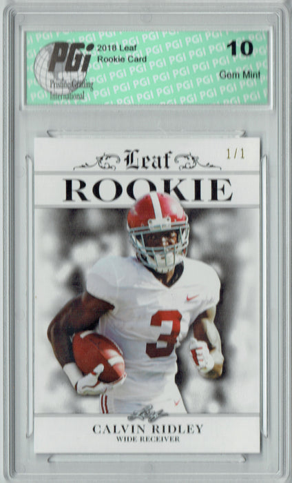 Calvin Ridley 2018 Leaf Exclusive #RA-05 White Blank Back 1/1 Rookie Card PGI 10