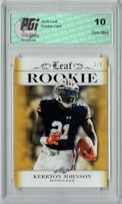 Kerryon Johnson 2018 Leaf Excl. #RA-08 Gold Blank Back 1/1 Rookie Card PGI 10