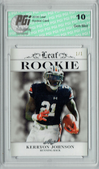 Kerryon Johnson 2018 Leaf Excl #RA-08 Silver Blank Back 1/1 Rookie Card PGI 10