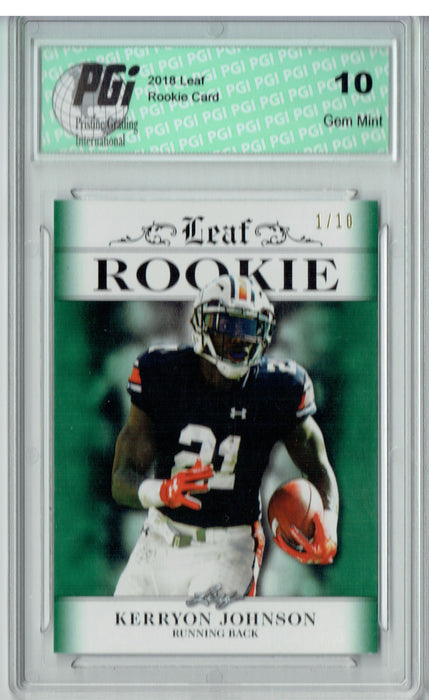 Kerryon Johnson 2018 Leaf Exclusive #RA-08 Green SP #1/ 10 Rookie Card PGI 10