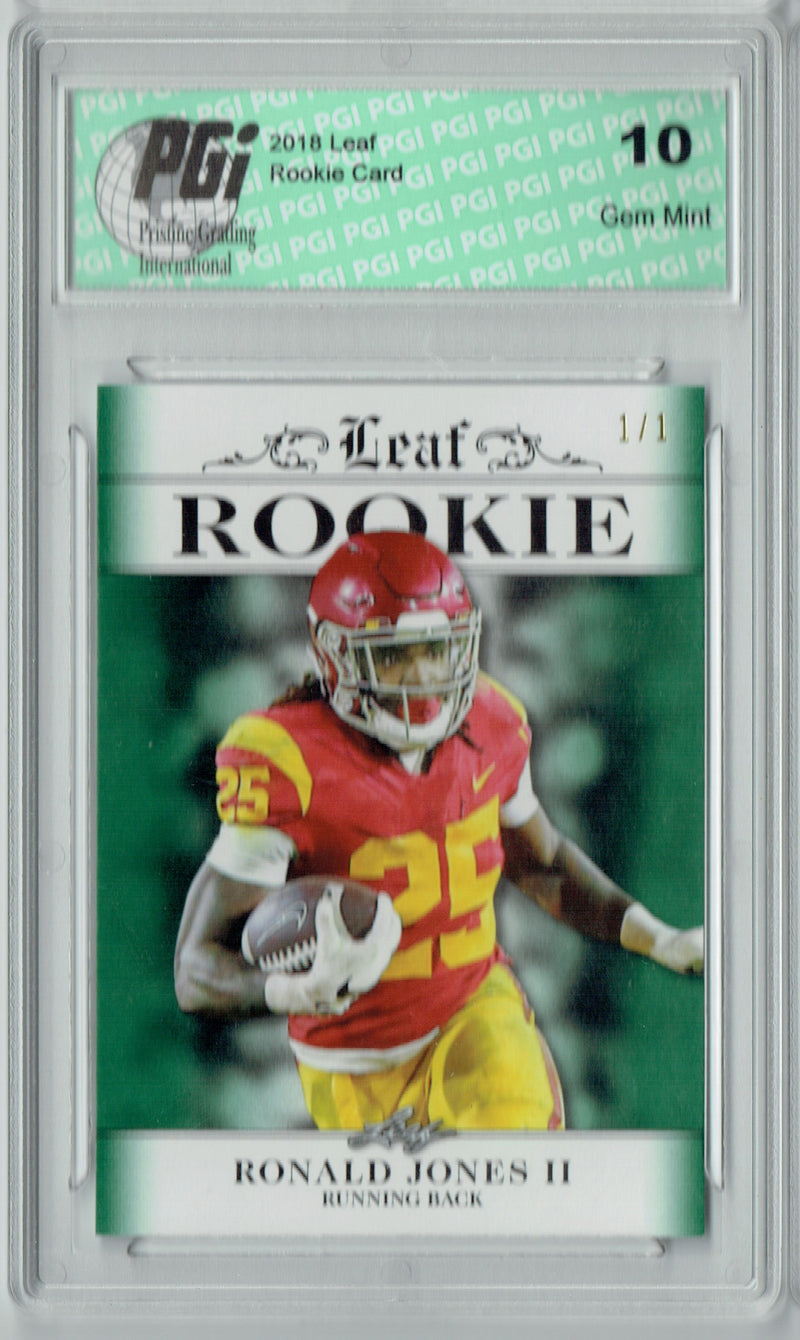 Ronald Jones Rookie Card Tampa Bay PGI 10 Gem Mint Football Trading Card 2018 Leaf Excl. #RA-14 Green Blank Back 1/1