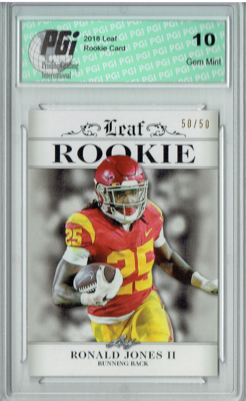 Ronald Jones Rookie Card Tampa Bay PGI 10 Gem Mint Football Trading Card 2018 Leaf Exclusive #RA-14 Just 50 Made