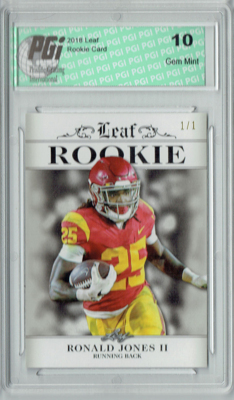 Ronald Jones Rookie Card Tampa Bay PGI 10 Gem Mint Football Trading Card 2018 Leaf Excl. #RA-14 Silver Blank Back 1/1