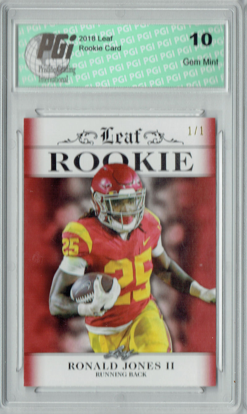 Ronald Jones Rookie Card Tampa Bay PGI 10 Gem Mint Football Trading Card 2018 Leaf Exclusive #RA-14 Red Blank Back 1/1