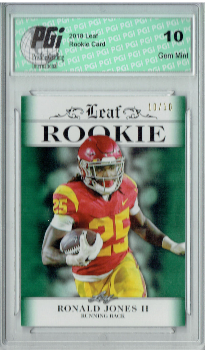 Ronald Jones Rookie Card Tampa Bay PGI 10 Gem Mint Football Trading Card 2018 Leaf Exclusive #RA-14 Green SP, 10 Made