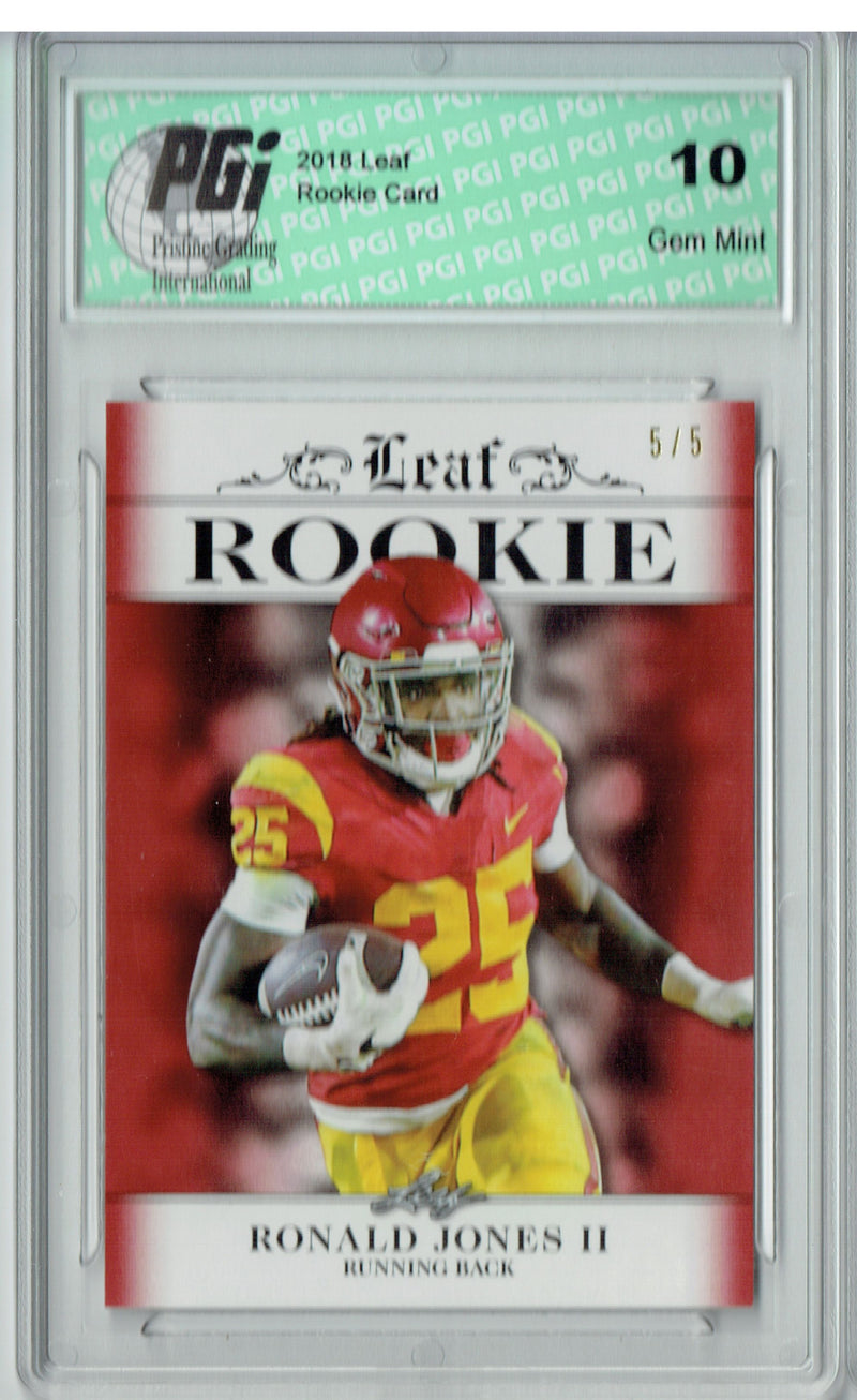 Ronald Jones Rookie Card Tampa Bay PGI 10 Gem Mint Football Trading Card 2018 Leaf Exclusive #RA-14 Red SP, Only 5 Made