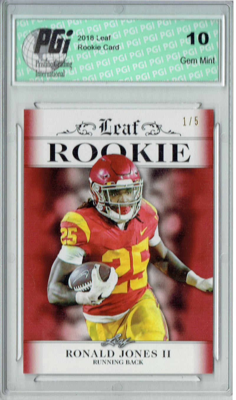Ronald Jones Rookie Card Tampa Bay PGI 10 Gem Mint Football Trading Card 2018 Leaf Exclusive #RA-14 Red SP, #1 of 5