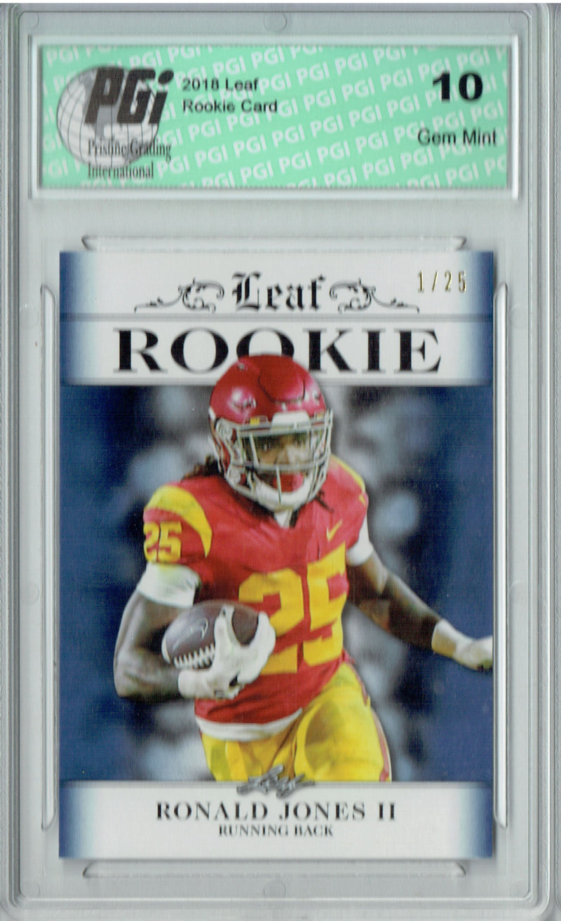 Ronald Jones Rookie Card Tampa Bay PGI 10 Gem Mint Football Trading Card 2018 Leaf Exclusive #RA-14 Blue SP #1 of 25