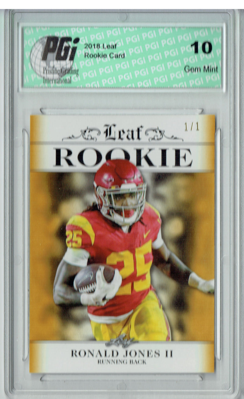 Ronald Jones Rookie Card Tampa Bay PGI 10 Gem Mint Football Trading Card 2018 Leaf Exclusive #RA-14 Gold Blank Back 1/1