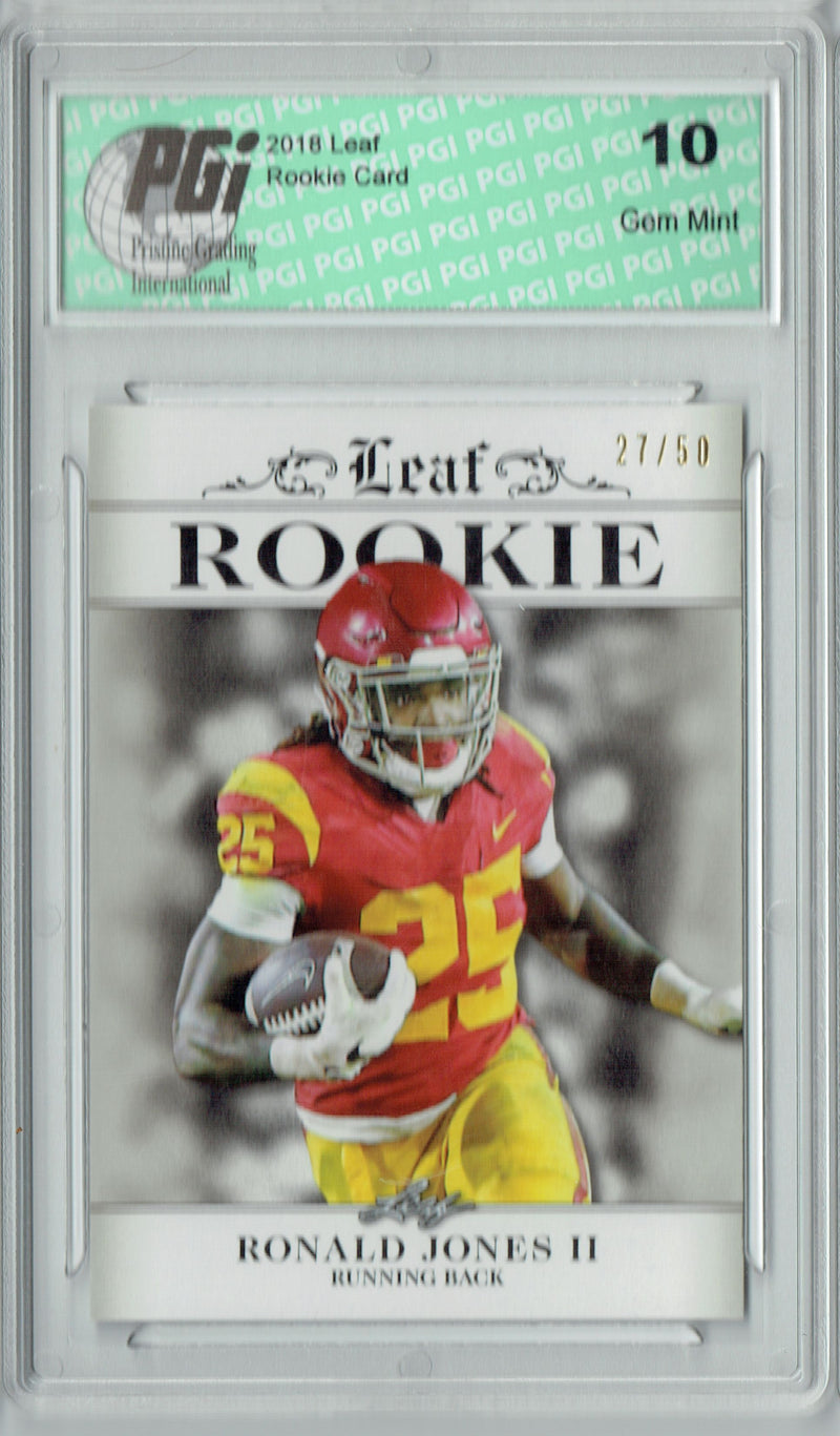 Ronald Jones Rookie Card Tampa Bay PGI 10 Gem Mint Football Trading Card 2018 Leaf Exclusive #RA-14 Pro Jersey #27/50
