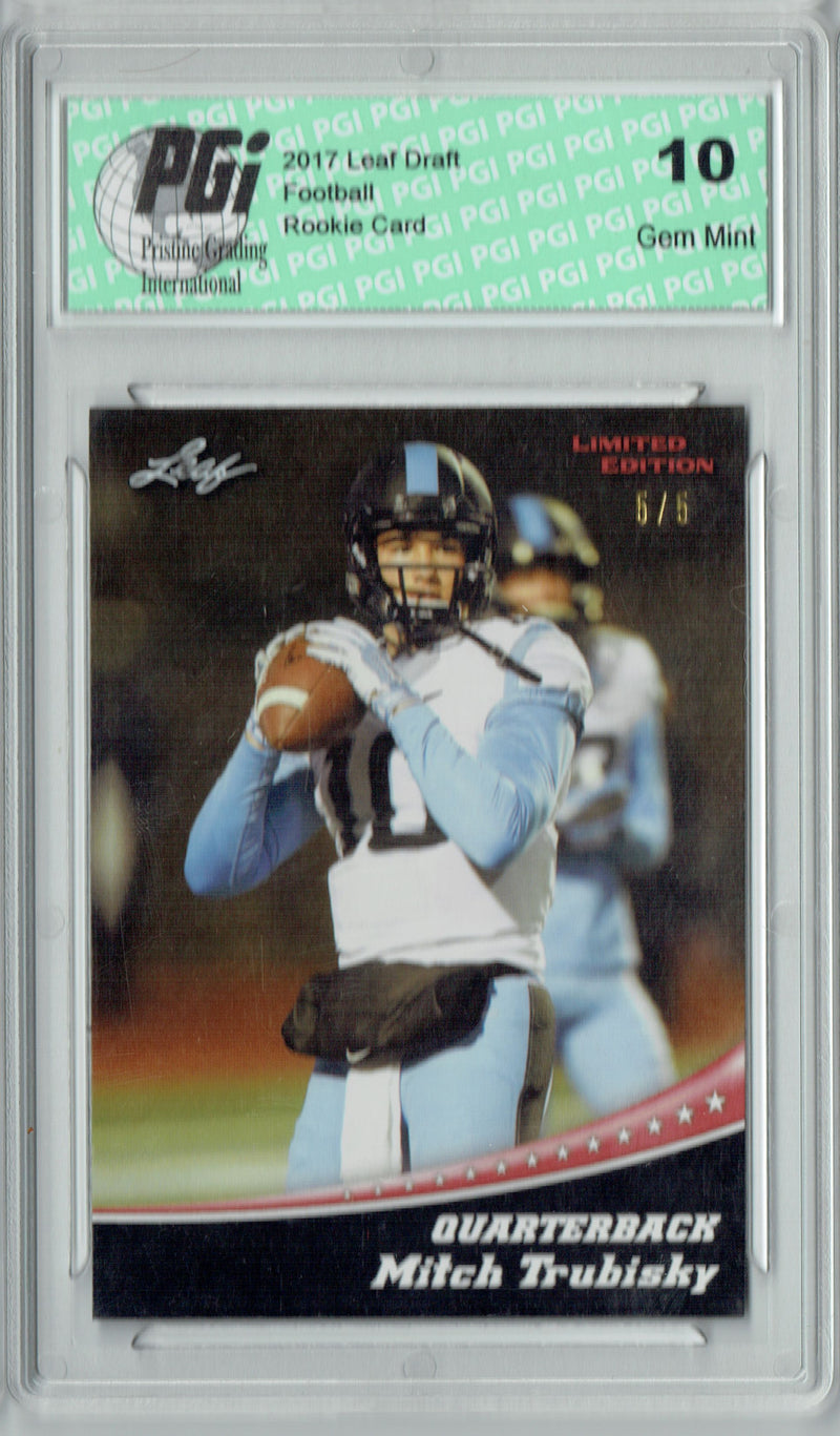 Mitchell Trubisky Rookie Card Chicago PGI 10 Gem Mint Football Trading Card 2017 Leaf #11 Only 5 Red SPs Made