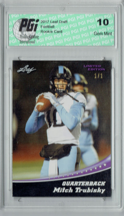 Mitchell Trubisky 2017 Leaf #11 True 1 of 1 Masterpiece Rookie Card PGI 10