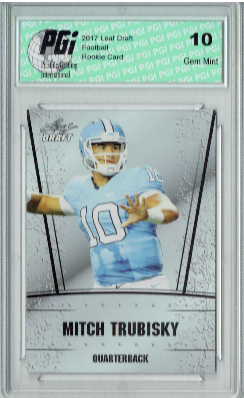 Mitchell Trubisky Rookie Card Chicago PGI 10 Gem Mint Football Trading Card 2017 Leaf #5 Draft
