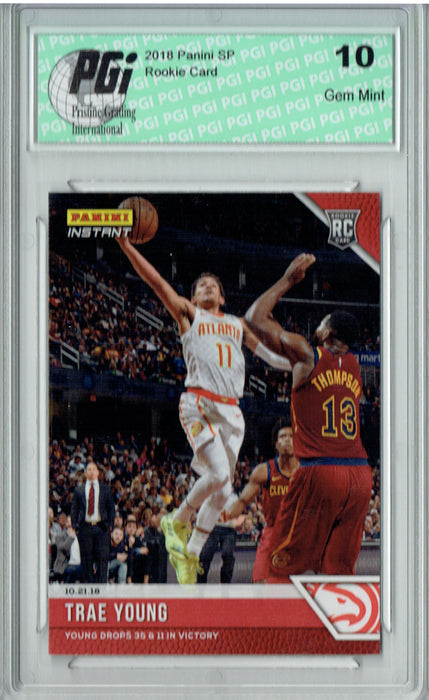 Trae Young 2018 Panini Instant #23 Red SP, #1/94 Made Rookie Card PGI 10