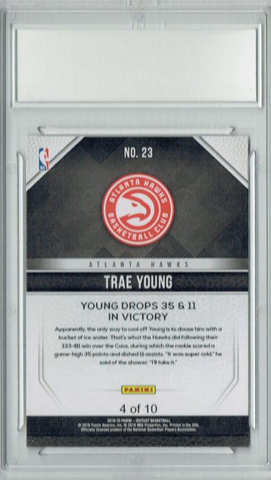 Trae Young 2018 Panini Instant #23 Green SP, Only 10 Made Rookie Card PGI 10