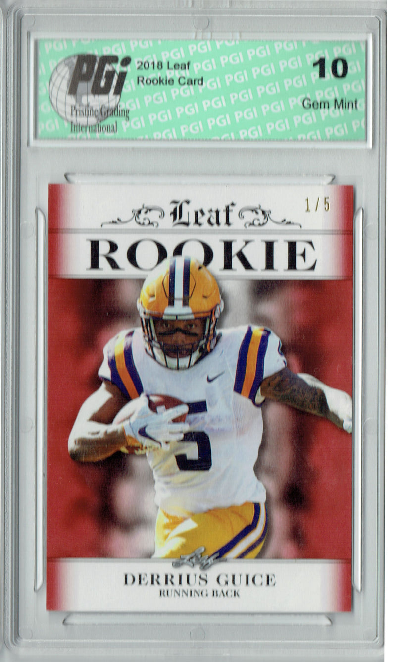Derrius Guice Rookie Card Washington PGI 10 Gem Mint Football Trading Card 2018 Leaf Exclusive #RA-07 Ruby, The #1 of 5