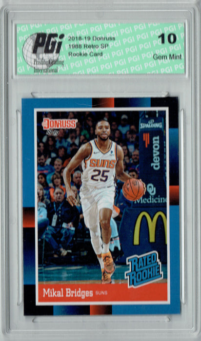 Mikal Bridges 2018 Donruss #RR10 1988 Rated Rookie Retro Rookie Card PGI 10