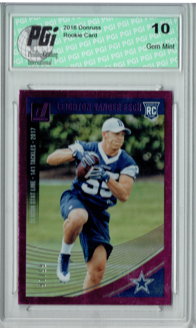 Leighton Vander Esch 2018 Donruss #360 Purple SP, 99 Made Rookie Card PGI 10