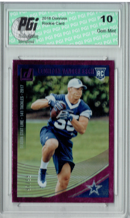 Leighton Vander Esch 2018 Donruss #360 Purple SP, 99 Made Rookie Card PGI 10