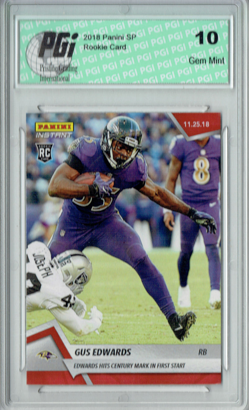 Gus Edwards 2018 Panini Instant #110 Just 96 Ever Made Rookie Card PGI 10