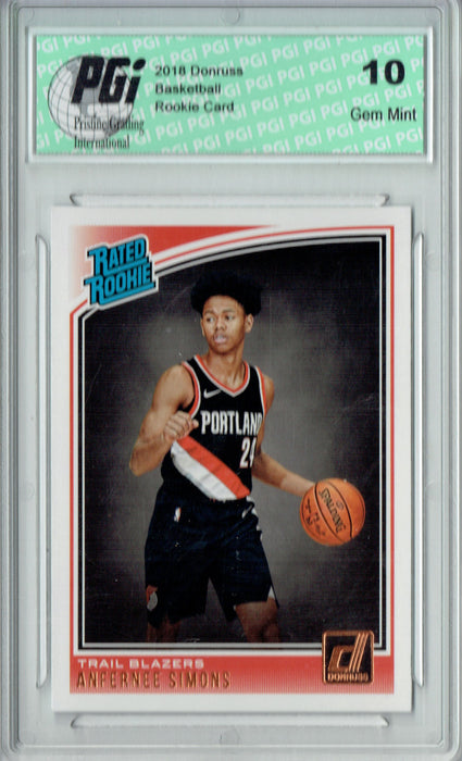 Anfernee Simons 2018 Donruss Basketball #186 Rookie Card PGI 10