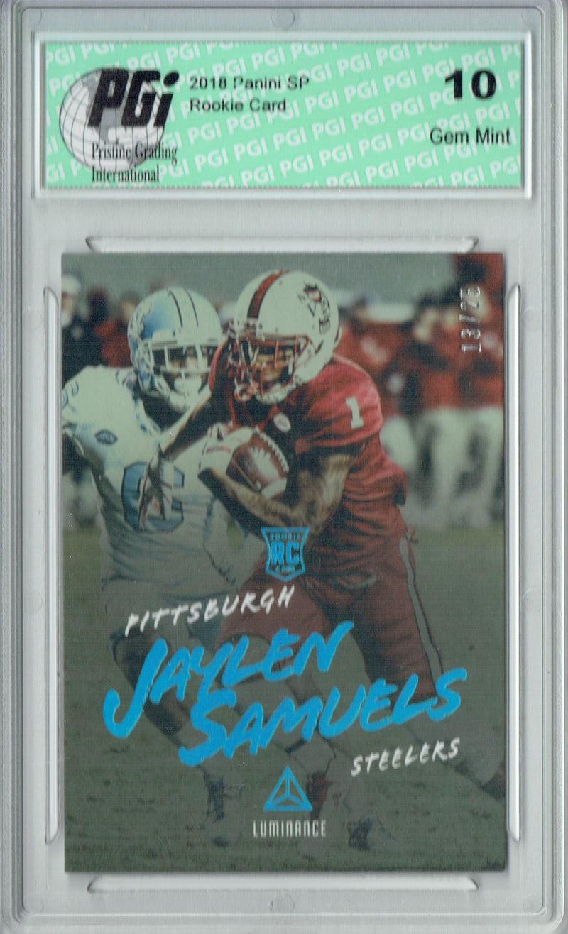 Jaylen Samuels 2018 Luminance #142 #13/25 Made Rookie Card PGI 10