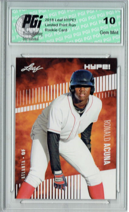 Ronald Acuna Jr. 2018 Leaf HYPE! #1 10) Rookie Card Lot, All Graded PGI 10