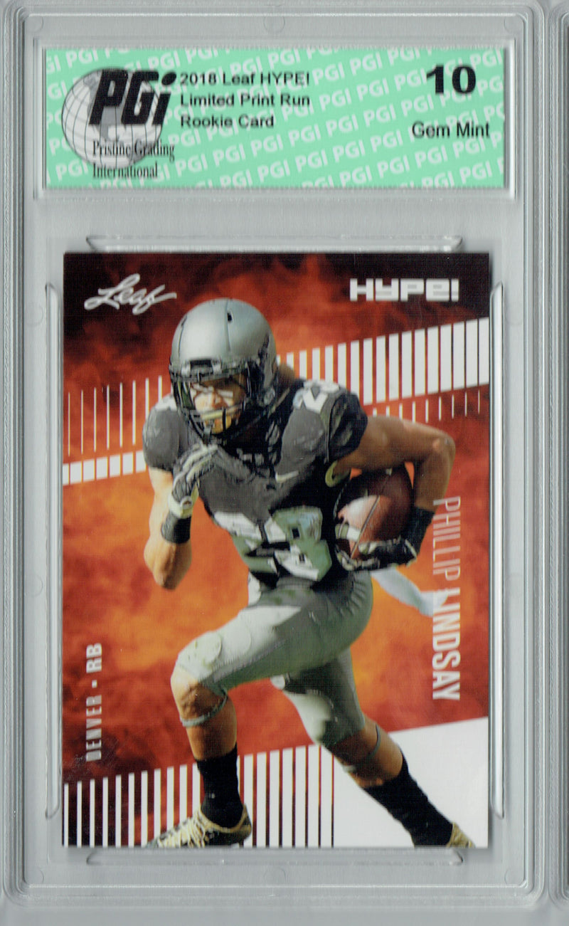 Phillip Lindsay Rookie Card Denver PGI 10 Gem Mint Football Trading Card 2018 Leaf HYPE! #12 Only 5000 Made