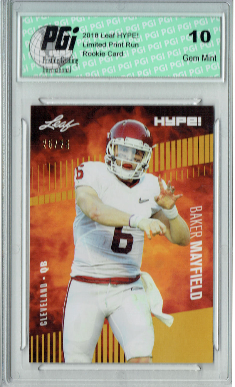 Baker Mayfield Rookie Card Cleveland PGI 10 Gem Mint Football Trading Card 2018 Leaf HYPE! #3 Gold SP, Only 25 Made