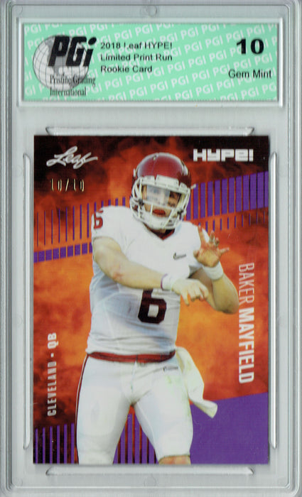 Baker Mayfield 2018 Leaf HYPE! #3 Purple SP, Just 10 Made Rookie Card PGI 10