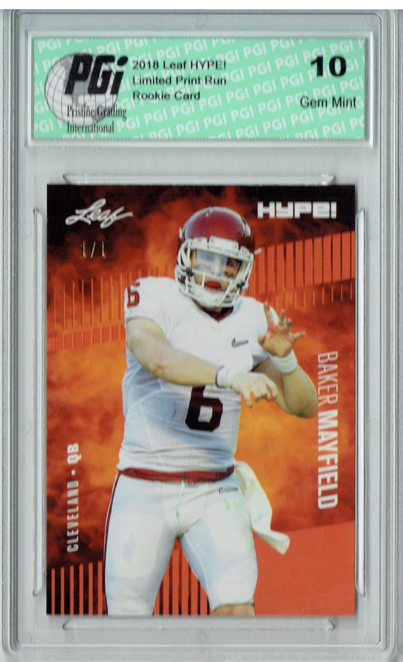Baker Mayfield Rookie Card Cleveland PGI 10 Gem Mint Football Trading Card 2018 Leaf HYPE! #3 Orange Blank Back 1 of 1
