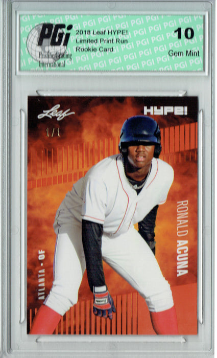 Ronald Acuna 2018 Leaf HYPE! #1 Masterpiece True 1 of 1 Rookie Card PGI 10