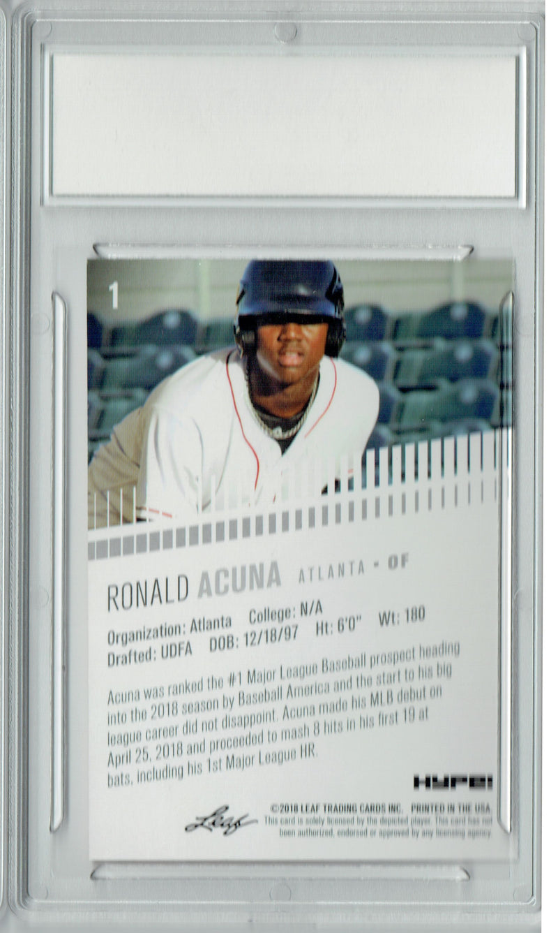 Ronald Acuna 2018 Leaf HYPE #1 Masterpiece True 1 of 1 Rookie Card PGI 10