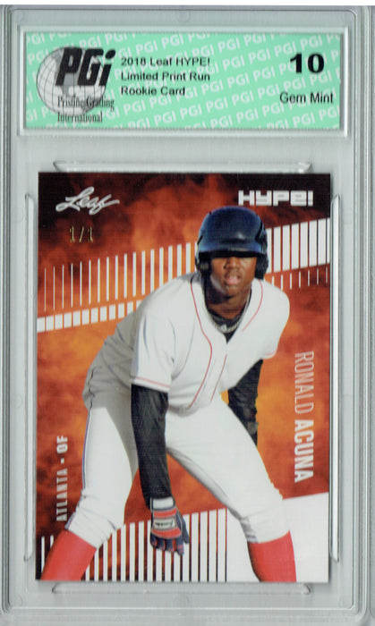 Ronald Acuna 2018 Leaf HYPE! #1 White Blank Back 1 of 1 Rookie Card PGI 10