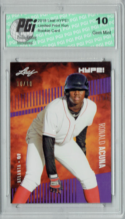 Ronald Acuna 2018 Leaf HYPE! #1 Purple SP, Just 10 Made Rookie Card PGI 10