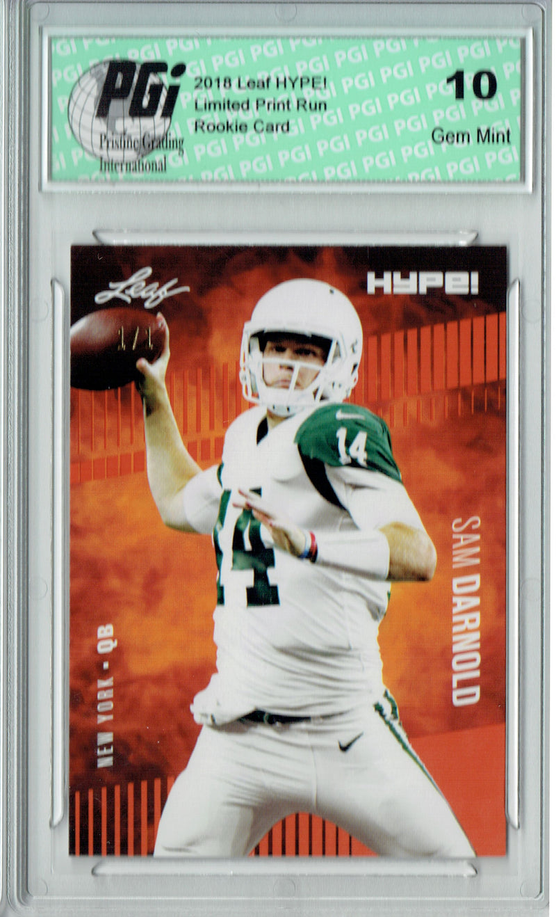 Sam Darnold Rookie Card New York PGI 10 Gem Mint Football Trading Card 2018 Leaf HYPE! #4A Masterpiece True 1 of 1