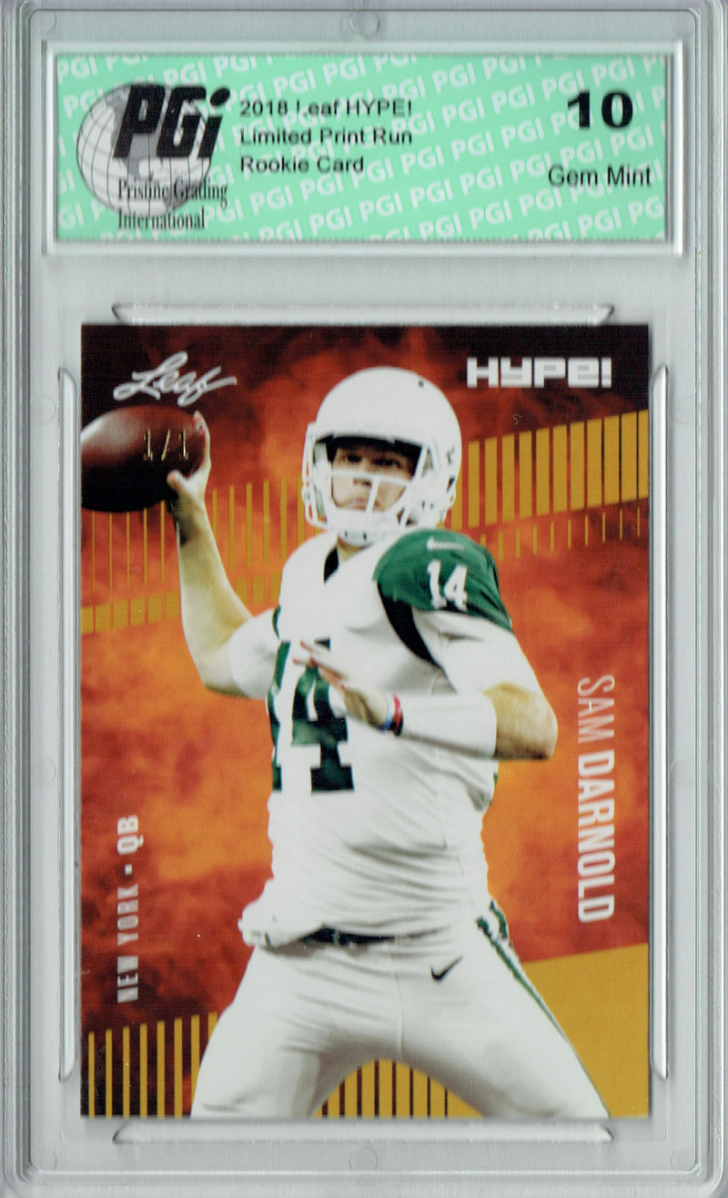 Sam Darnold Rookie Card New York PGI 10 Gem Mint Football Trading Card 2018 Leaf HYPE! #4A Gold Blank Back 1 of 1