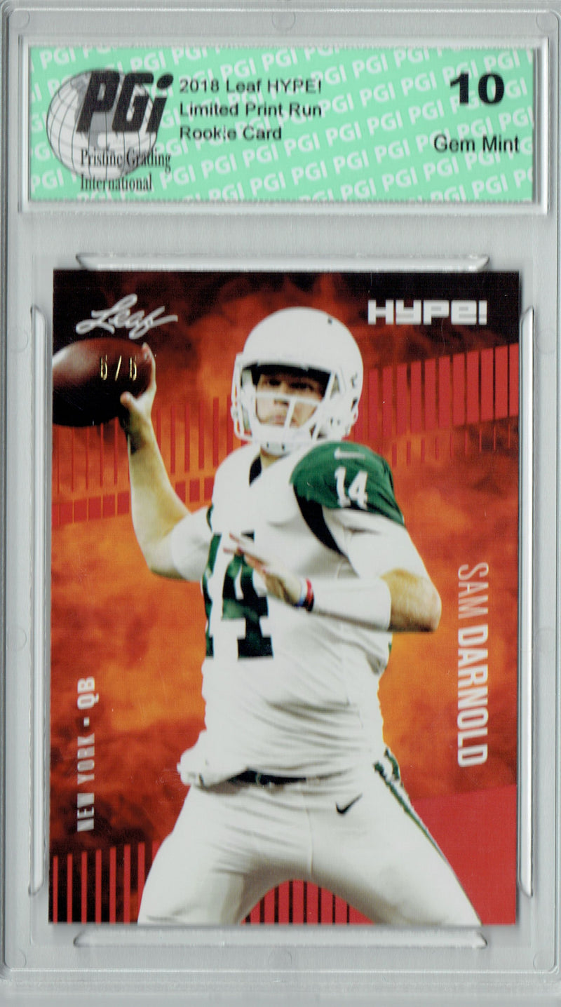 Sam Darnold Rookie Card New York PGI 10 Gem Mint Football Trading Card 2018 Leaf HYPE! #4A Red SP, Limited to 5 Made