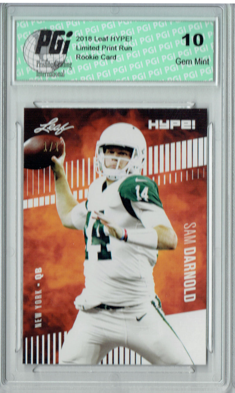 Sam Darnold Rookie Card New York PGI 10 Gem Mint Football Trading Card 2018 Leaf HYPE! #4A White Blank Back 1 of 1