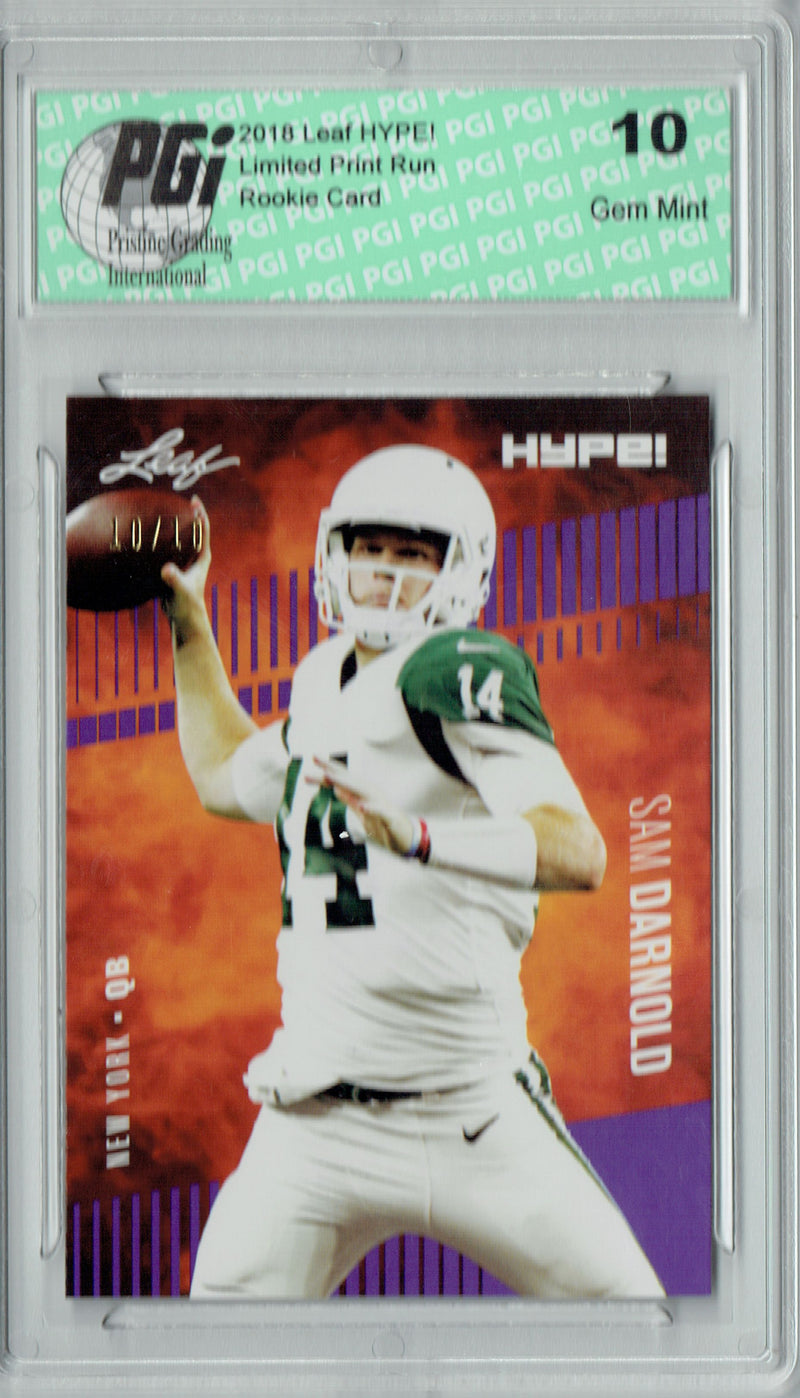 Sam Darnold Rookie Card New York PGI 10 Gem Mint Football Trading Card 2018 Leaf HYPE! #4A Purple SP, Just 10 Made