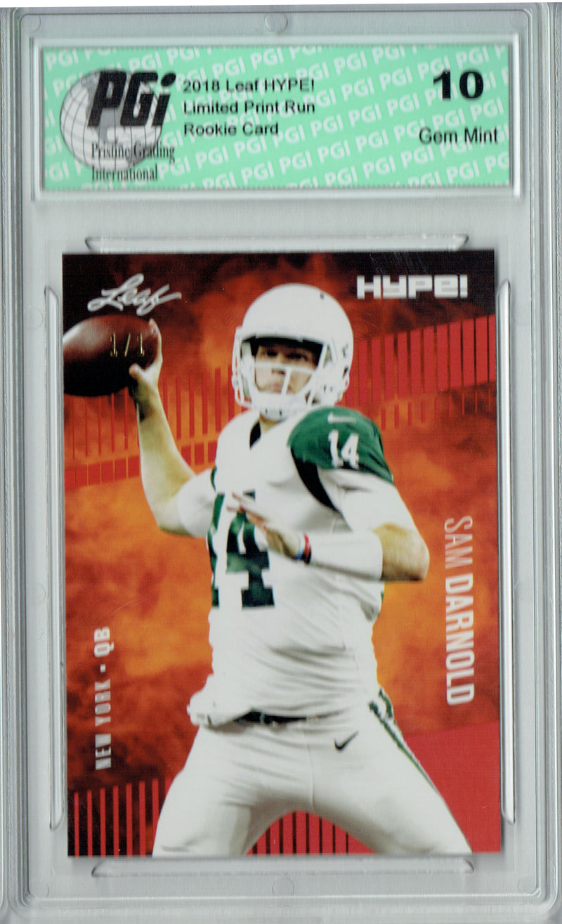 Sam Darnold Rookie Card New York PGI 10 Gem Mint Football Trading Card 2018 Leaf HYPE! #4A Red Blank Back 1 of 1